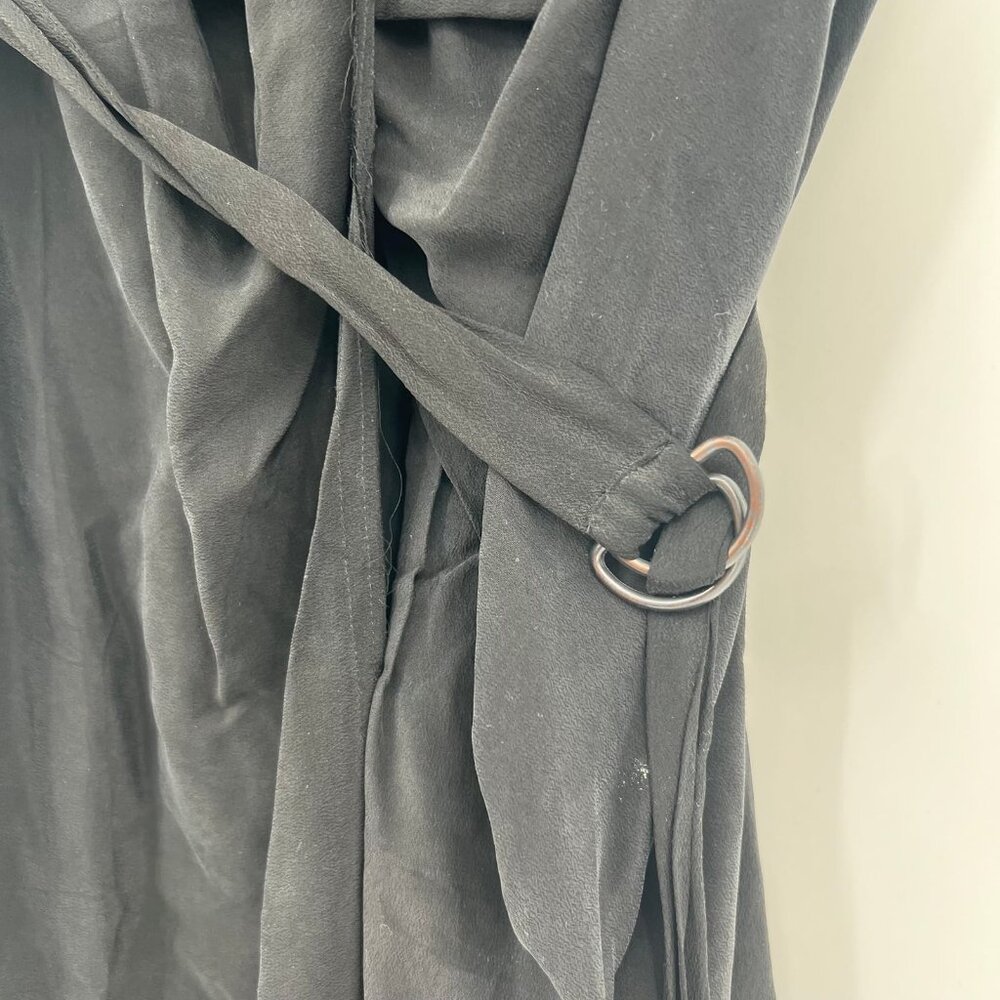 All Saints Black Dee Dee Silk Belted Mini Dress | Size 6 - Picture 8 of 8